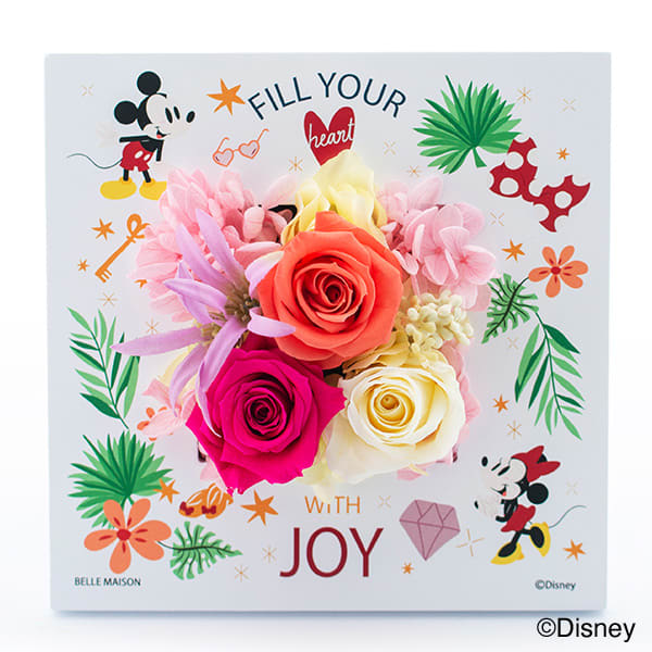【ディズニー】フラワープレート（ミッキー＆ミニー）＋キラキラHAPPYBOX電報プレシャスホワイト