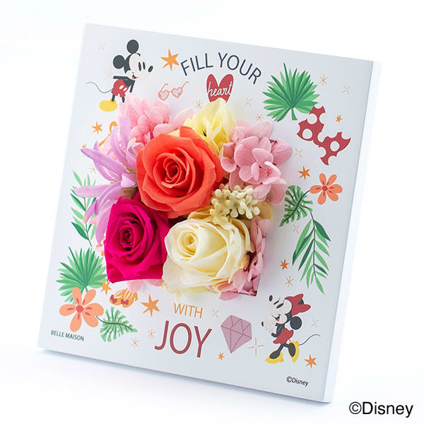 【ディズニー】フラワープレート（ミッキー＆ミニー）＋キラキラHAPPYBOX電報プレシャスホワイト