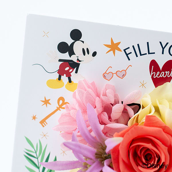 【ディズニー】フラワープレート（ミッキー＆ミニー）＋キラキラHAPPYBOX電報プレシャスホワイト