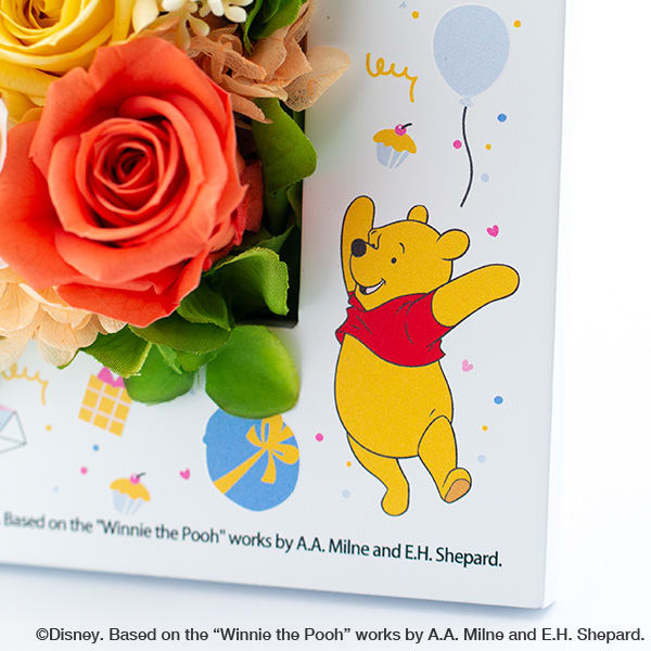 【ディズニー】フラワープレート（くまのプーさん）＋キラキラHAPPYBOX電報プレシャスホワイト