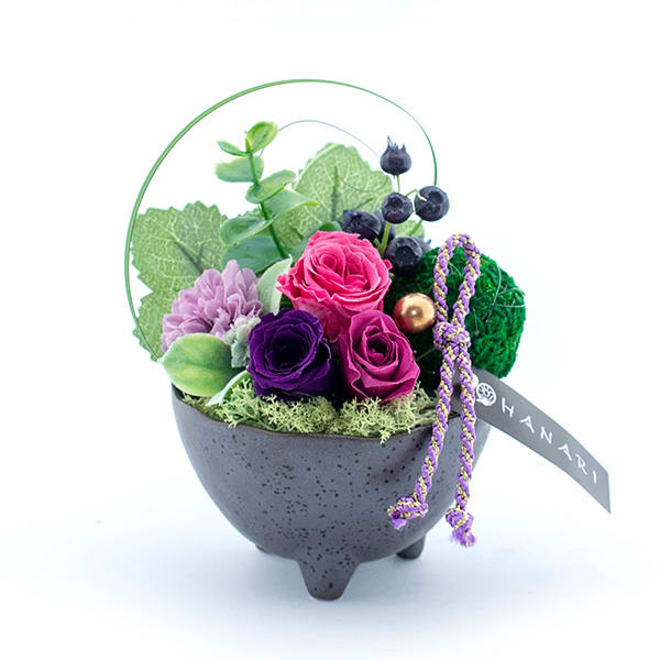 〈HANARI〉花毬 ピンク+和風HAPPYBOX電報 花手鞠 藍