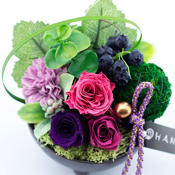 〈HANARI〉花毬 ピンク+和風HAPPYBOX電報 花手鞠 藍