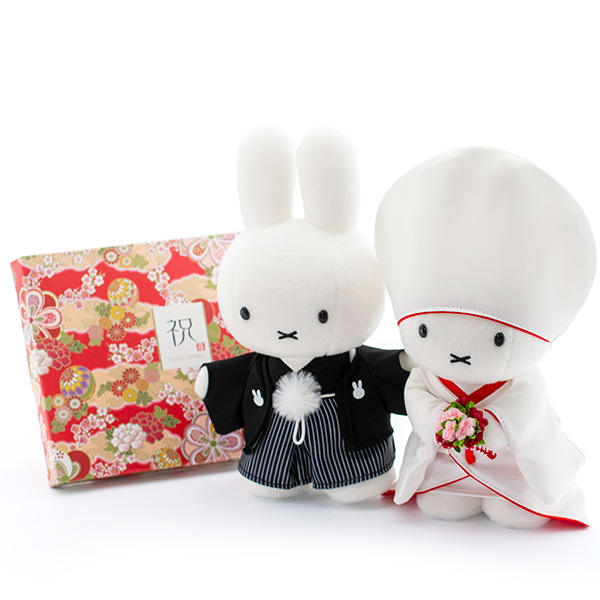ミッフィー 和装ウェディングぬいぐるみ＋和風HAPPYBOX電報 花手鞠 茜