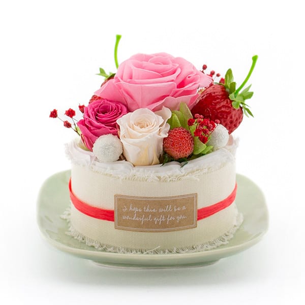 プティガトー（いちご）＋キラキラHAPPYBOX電報プレシャスホワイト