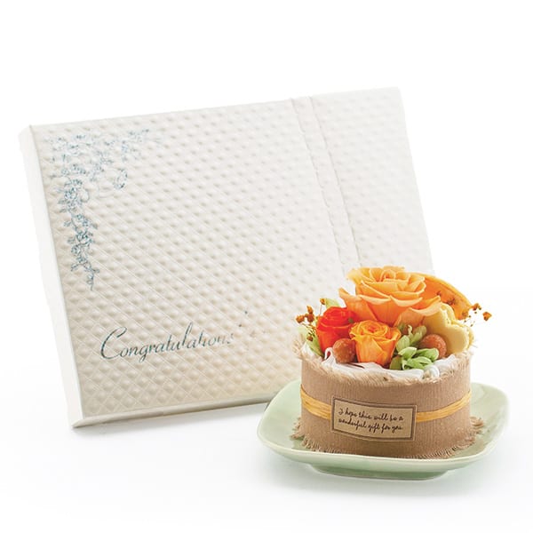 プティガトー（オレンジ）＋キラキラHAPPYBOX電報プレシャスホワイト