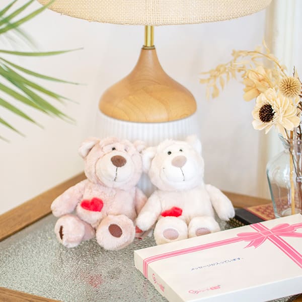 NICI（ニキ）ラブベア クラシックぬいぐるみ ポポ＆ララ（15cm）＋ドキドキHAPPYBOX電報