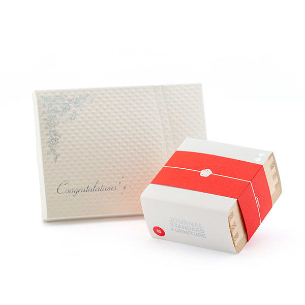 ジャーナルスタンダードファニチャー カタログギフト（椿）＋キラキラHAPPYBOX電報プレシャスホワイト