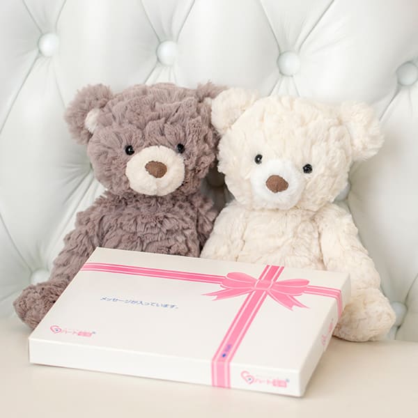 【Mary Meyer】パティ グレー＆クリームベア S＋ドキドキHAPPYBOX電報
