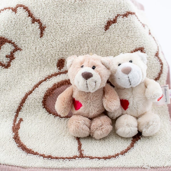 NICI（ニキ）ラブベア ぬいぐるみキーリング ポポ＆ララ（10cm）ハンドタオルセット＋ドキドキHAPPYBOX電報