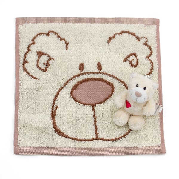 NICI（ニキ）ラブベア ぬいぐるみキーリング ララ（10cm）ハンドタオルセット＋ドキドキHAPPYBOX電報