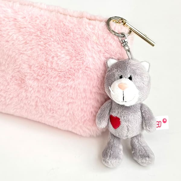 NICI（ニキ）グレーキャット ぬいぐるみキーリング（10cm）＋ドキドキHAPPYBOX電報