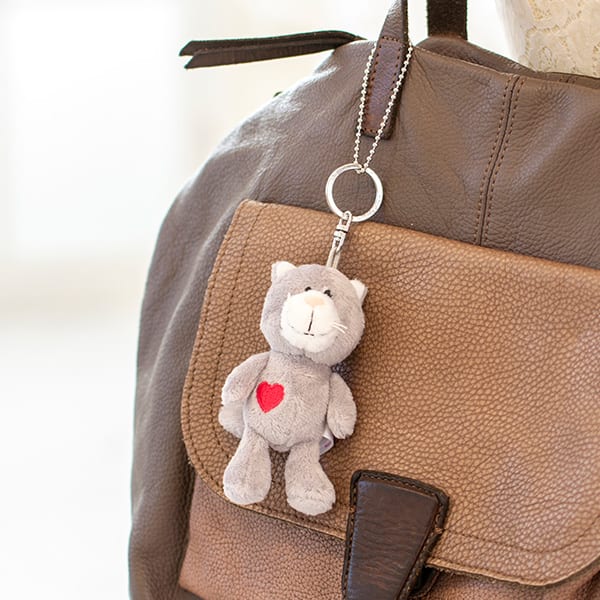 NICI（ニキ）グレーキャット ぬいぐるみキーリング（10cm）＋ドキドキHAPPYBOX電報