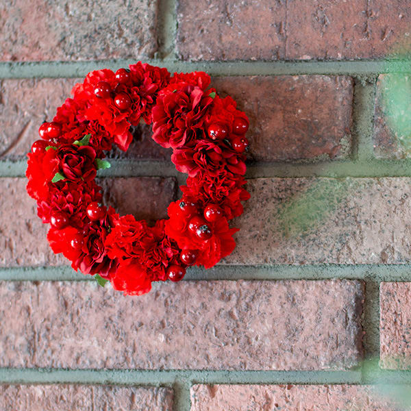 アートフラワー フラワーリースボックス（レッド）＋キラキラHAPPYBOX電報プレシャスホワイト