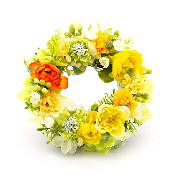 アートフラワー フラワーリースボックス（イエロー）＋キラキラHAPPYBOX電報プレシャスホワイト