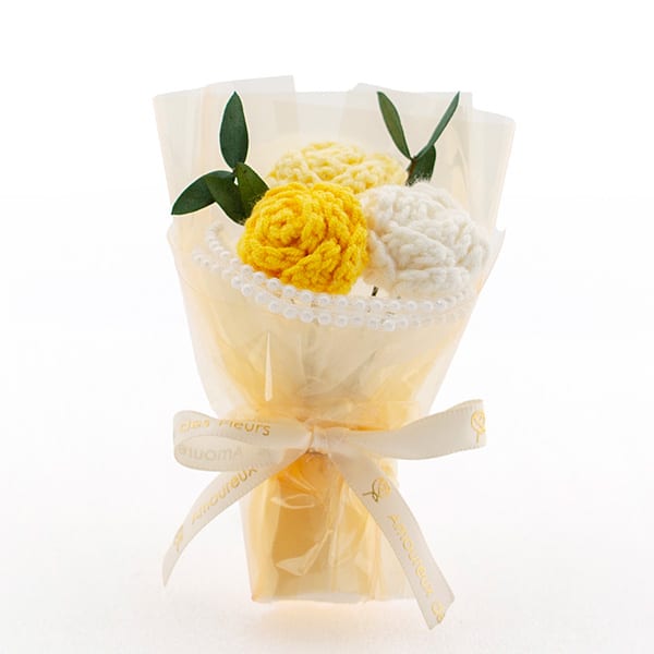 プティ・クロシェット（イエロー）＋キラキラHAPPYBOX電報プレシャスホワイト