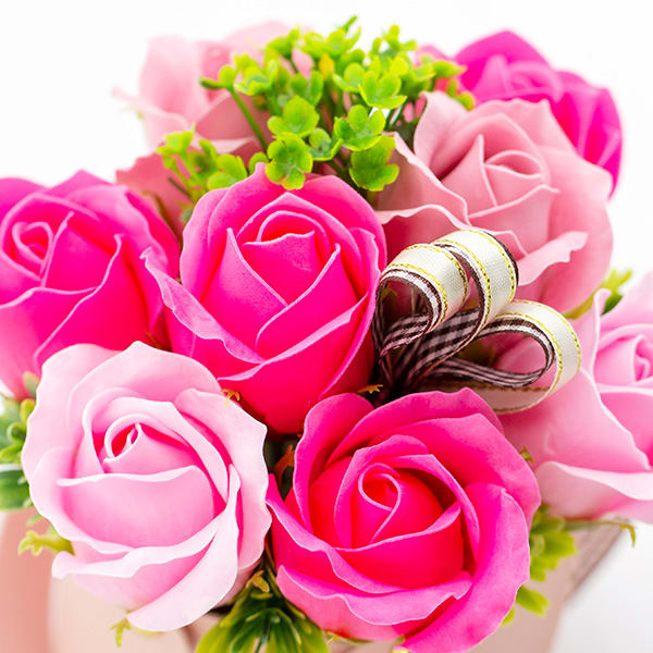 ソープフラワー クレール（ディープピンク）＋キラキラHAPPYBOX電報プレシャスホワイト