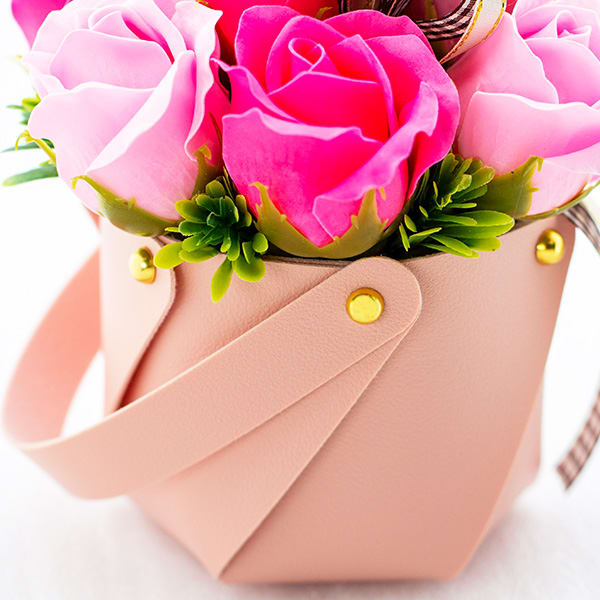 ソープフラワー クレール（ディープピンク）＋キラキラHAPPYBOX電報プレシャスホワイト