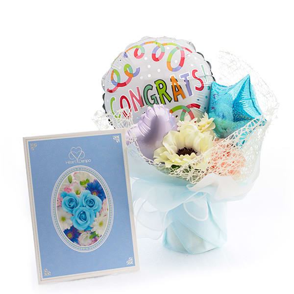 ハート電報バルーンアレンジ コングラッツ！カラフル