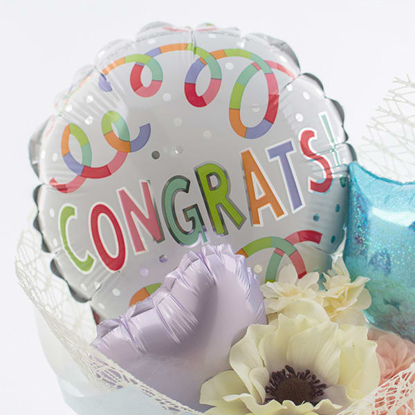 ハート電報バルーンアレンジ コングラッツ！カラフル