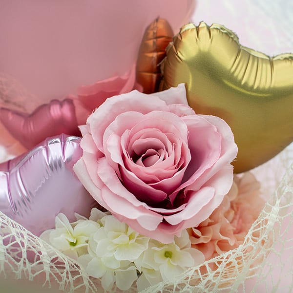 ハート電報バルーンアレンジ ローズゴールドハート