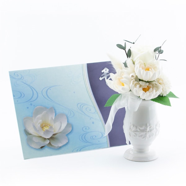 お悔やみ電報 追悼 ソープフラワー供花アレンジ（ホワイト）