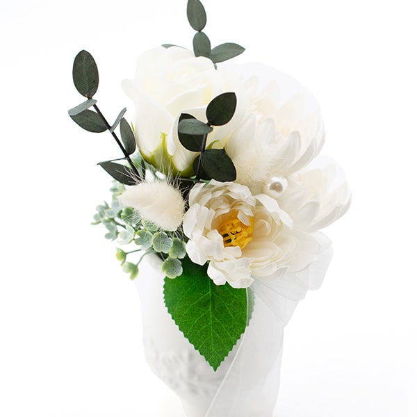 お悔やみ電報 追悼 ソープフラワー供花アレンジ（ホワイト）