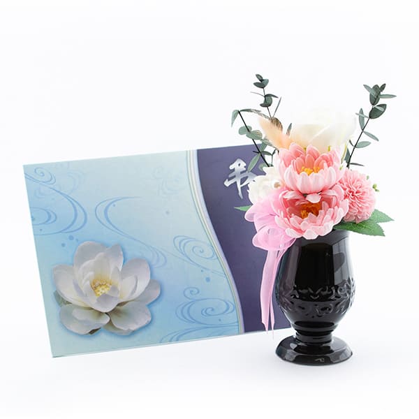 お悔やみ電報 追悼 ソープフラワー供花アレンジ（ライトピンク）