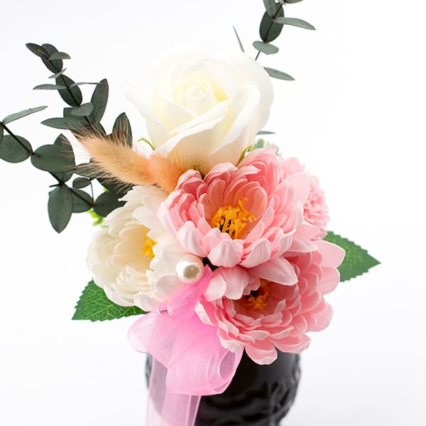 お悔やみ電報 追悼 ソープフラワー供花アレンジ（ライトピンク）