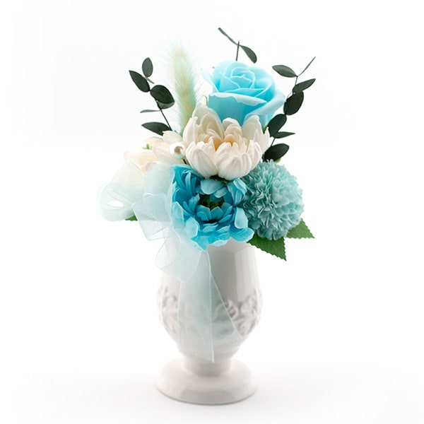 お悔やみ電報 追悼 ソープフラワー供花アレンジ（ライトブルー）