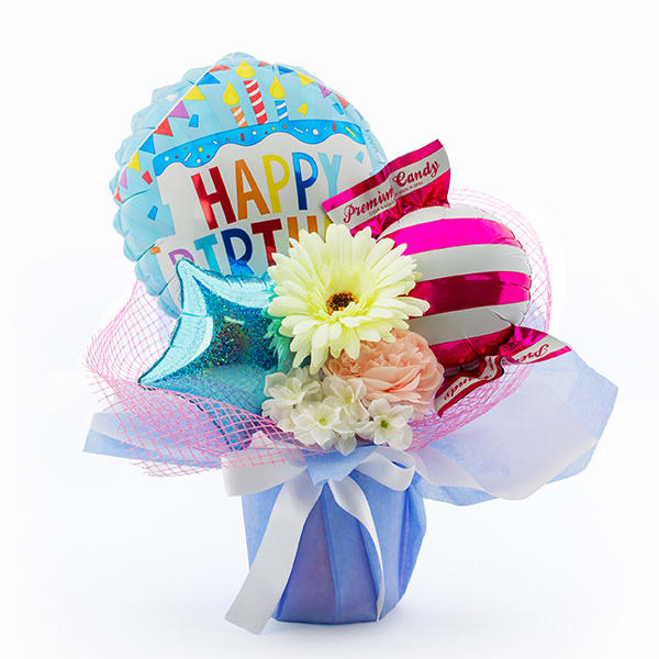 【誕生日】ハート電報バルーンアレンジ ハッピーバースディ！