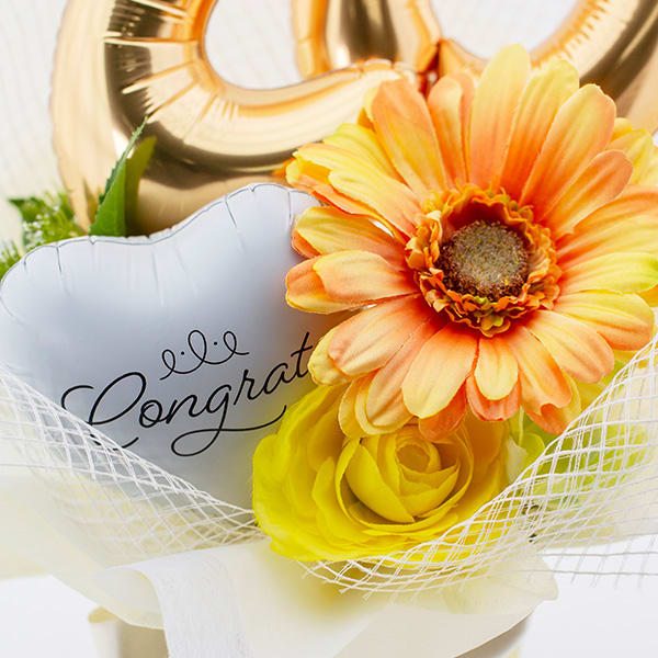 【二十歳のお祝い用】ハート電報バルーンアレンジ ハッピー２０！