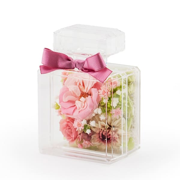 Rosary フラワーボトル ハッピーピンク＋キラキラHAPPYBOX電報プレシャスホワイト