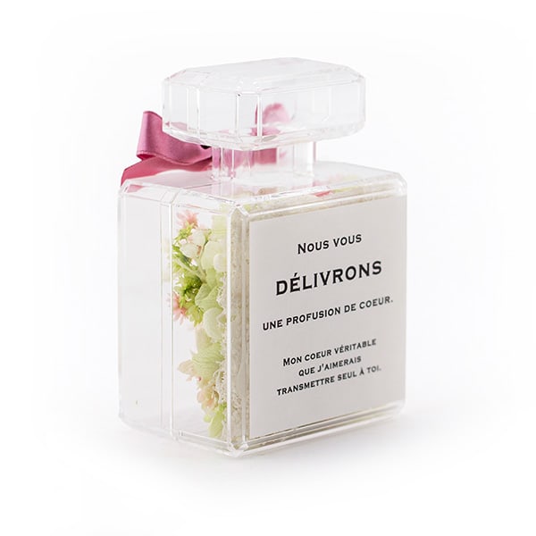 Rosary フラワーボトル ハッピーピンク＋キラキラHAPPYBOX電報プレシャスホワイト