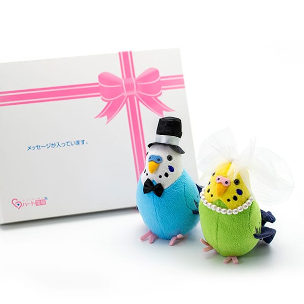 ことりウェディングクリップ〈セキセイインコ〉+ドキドキHAPPYBOX電報