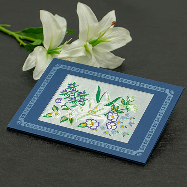 お悔やみ刺繍電報 百合（横型）