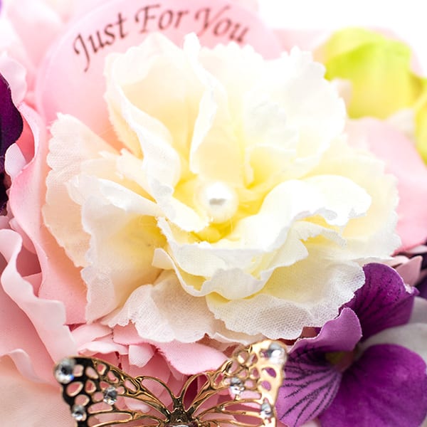 【アートフラワー 】シフォンメリアフラワー＋キラキラHAPPYBOX電報