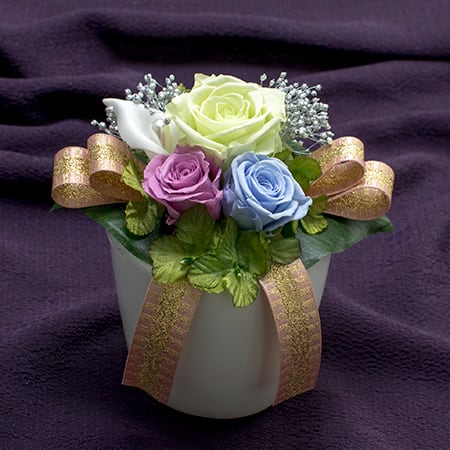 プリザーブド供花メモリアルポット ホワイト