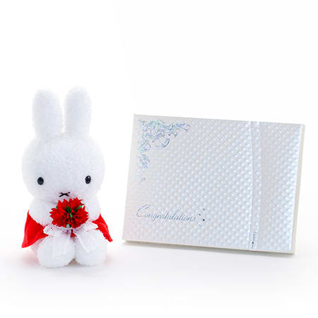 あかいお花のブーケをもったミッフィー