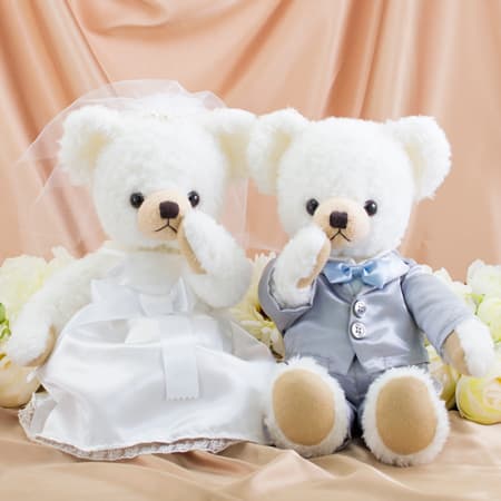 グレーの燕尾服にブルーのタイがさわやか