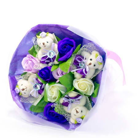 ちっちゃなくまのマスコットが花束になっています。