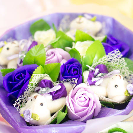 ちっちゃなくまのマスコットが花束になっています。