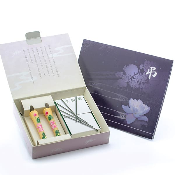 手描き色絵ろうそくとお線香「京松葉」