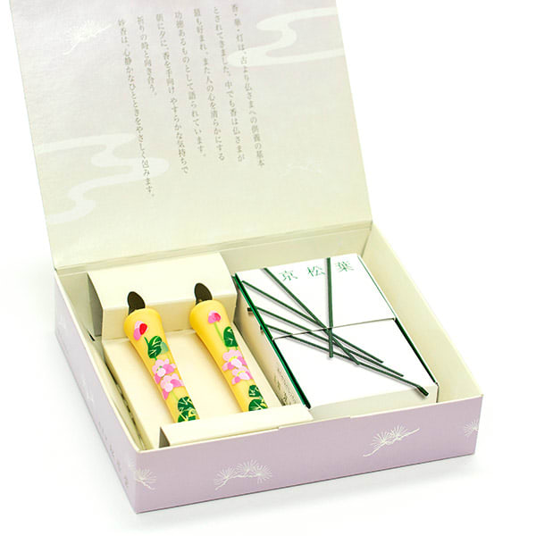 手描き色絵ろうそくとお線香「京松葉」