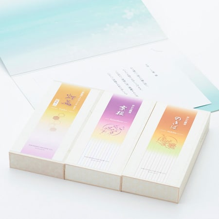 京線香「京桜・のきば・灯花 蜜蝋入り」桐箱セット