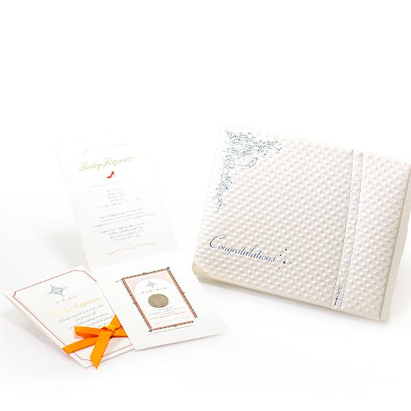 オレンジのリボンつきのカードタイプパッケージ