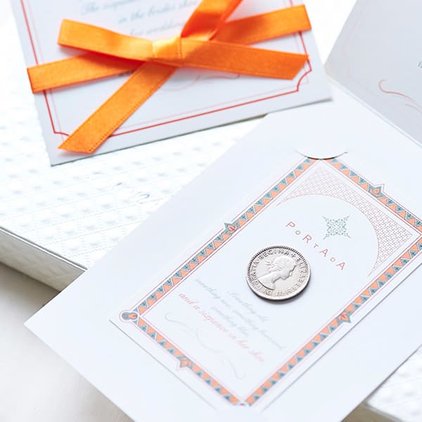 オレンジのリボンつきのカードタイプパッケージ