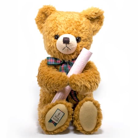 丸筒電報をしっかり抱えたくまのメロディ