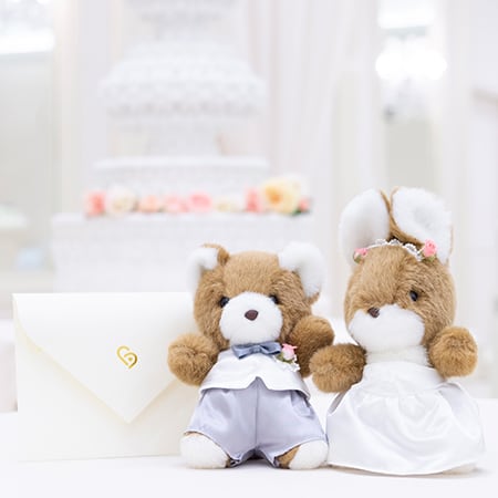 【日本製】くまのマックとうさぎのラッキー ウェディングぬいぐるみ