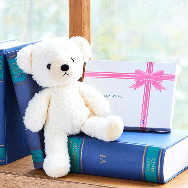 【日本製】クマのフカフカ(M)クリーム＋ドキドキHAPPYBOX電報