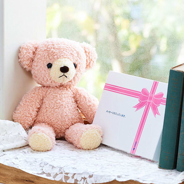 【日本製】クマのフカフカ(M)ローズ＋ドキドキHAPPYBOX電報